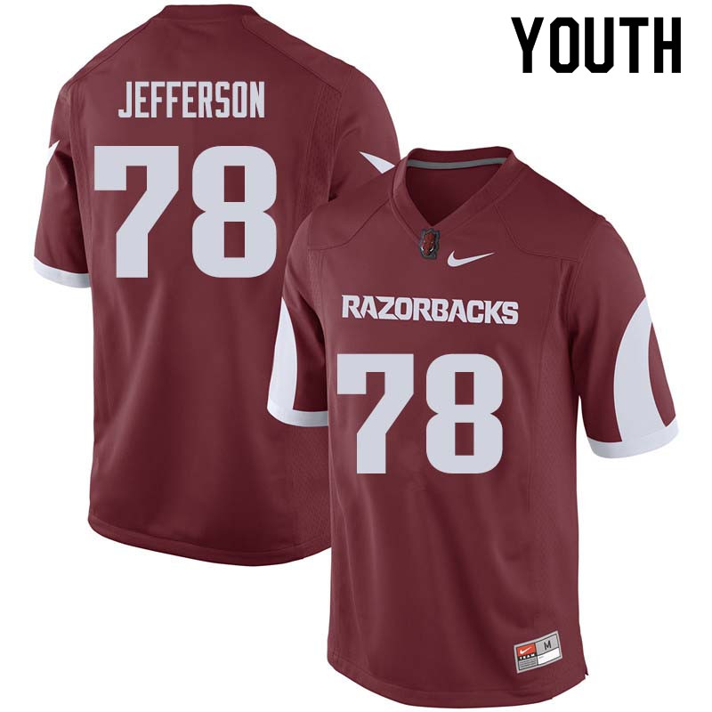 Youth #78 Cameron Jefferson Arkansas Razorback College Football Jerseys Sale-Cardinal - Click Image to Close